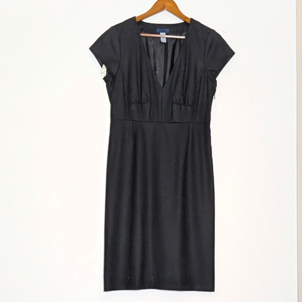 J. Crew Black V-neck Wool Blend‎ Professional Career Cap Sleeve Black 8